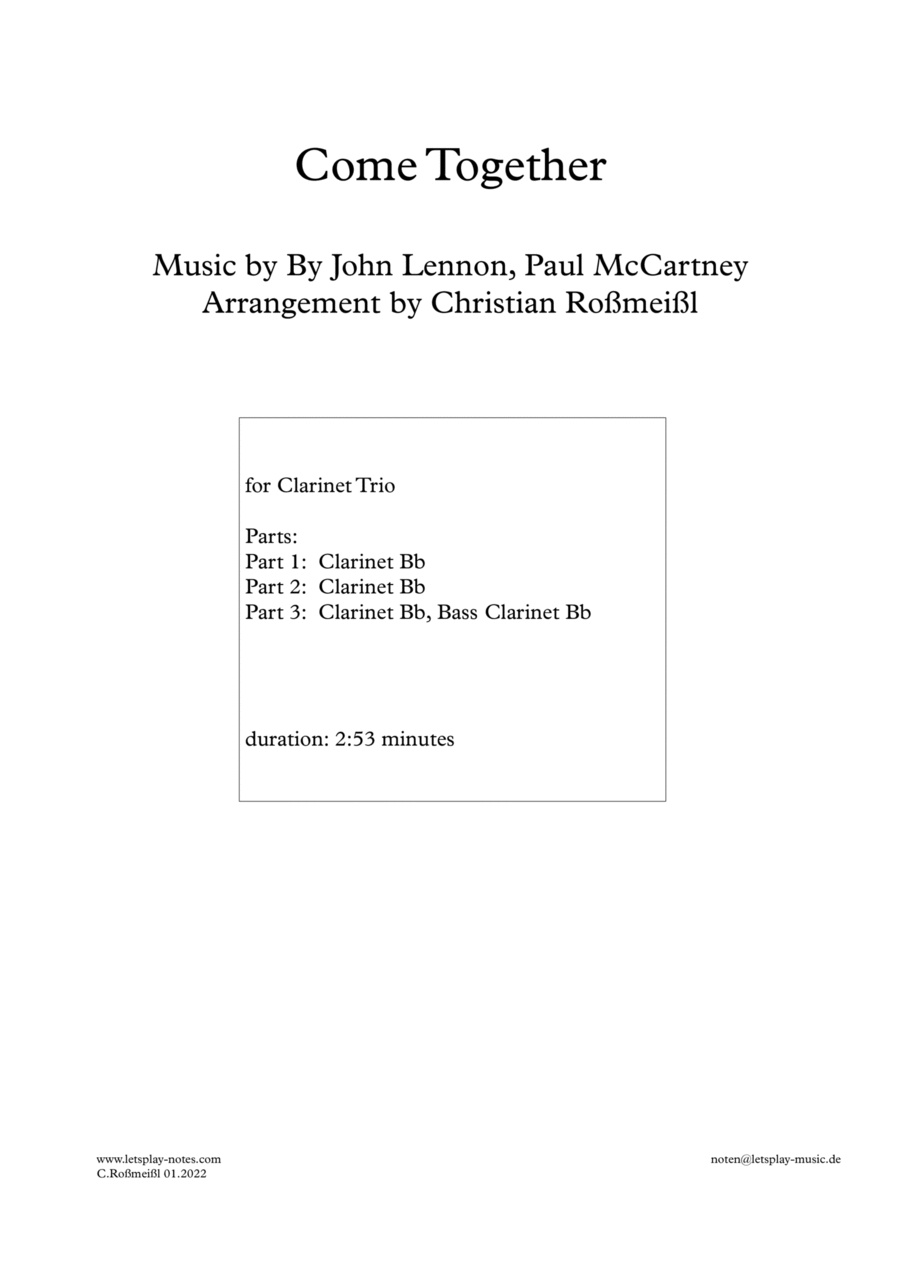Come Together Come Together Woodwind Trio scores gallery preview page 1