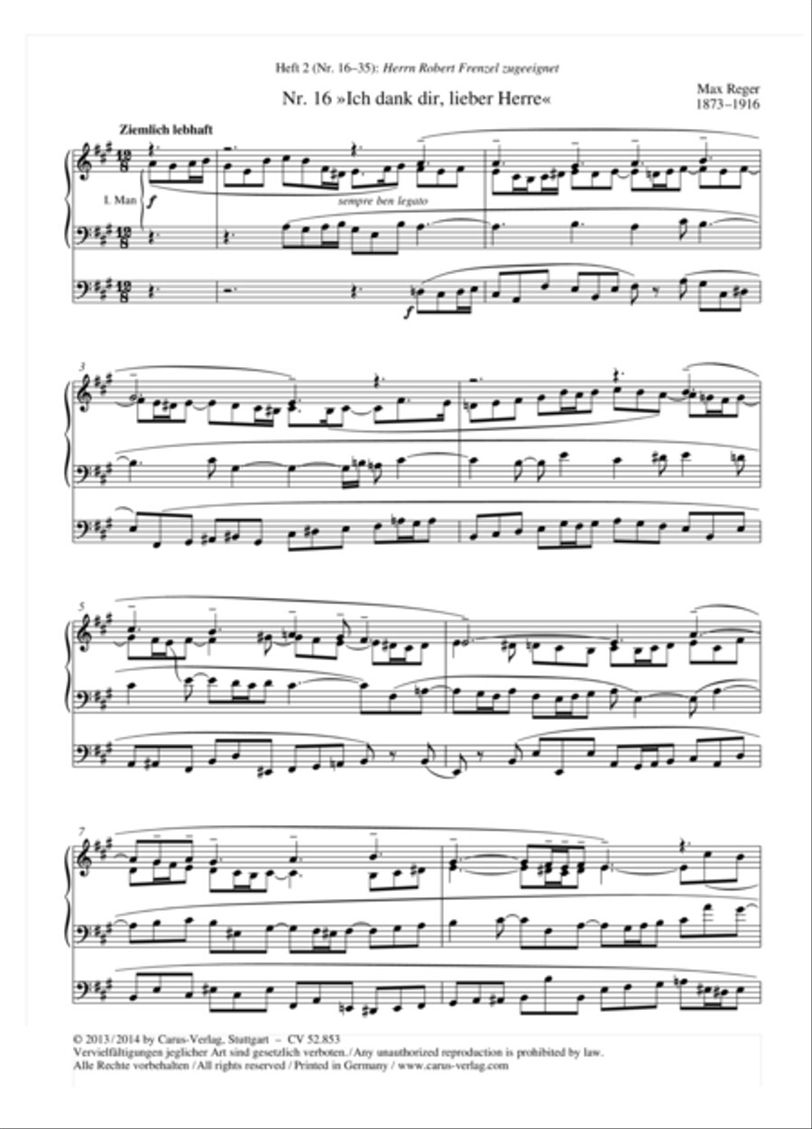 Reger: 52 easy preludes for the most common Lutheran chorales op. 67, Volume 2 Organ Solo scores gallery preview page 3