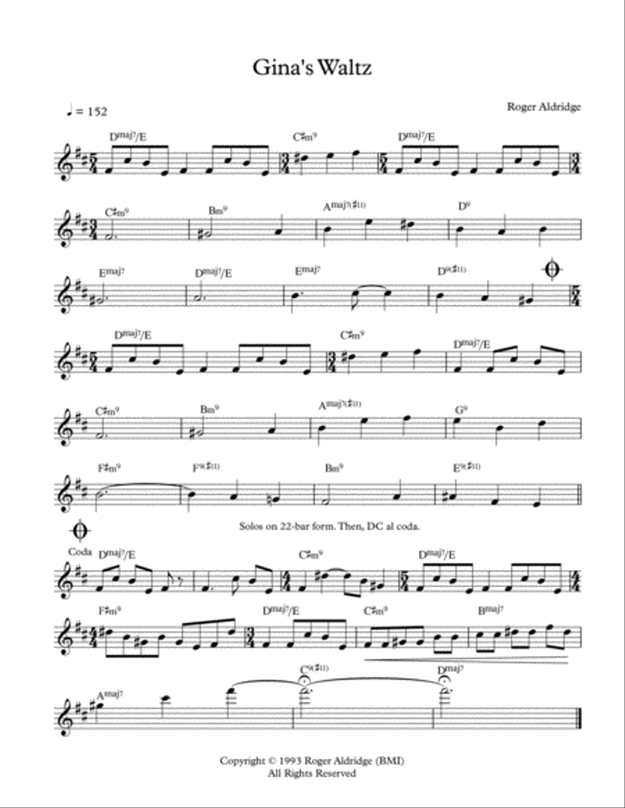 Gina's Waltz Jazz Ensemble scores gallery preview page 1