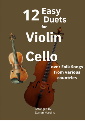 Book cover for 12 Easy Duets for Violin and Cello (over folk songs from different countries)