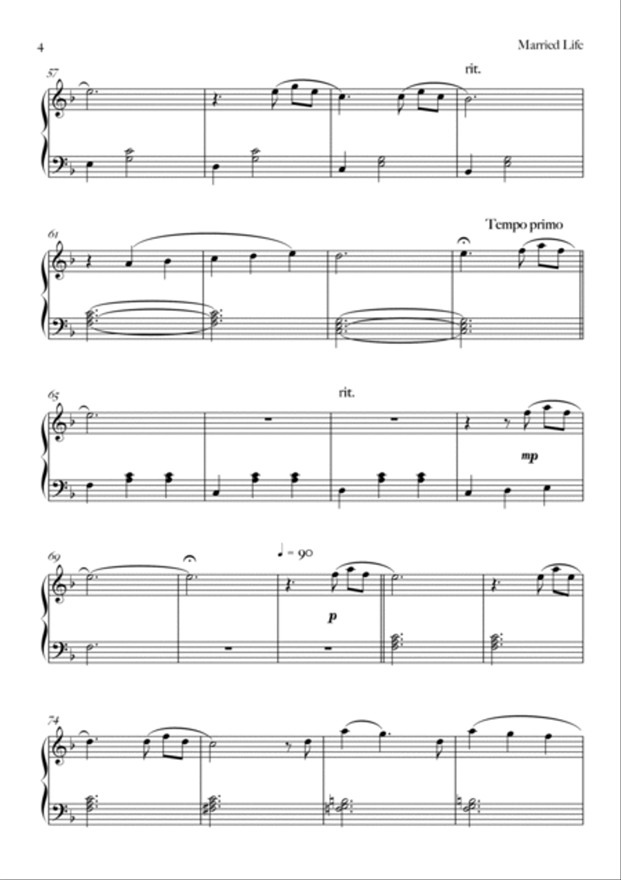 Married Life Easy Piano scores gallery preview page 4