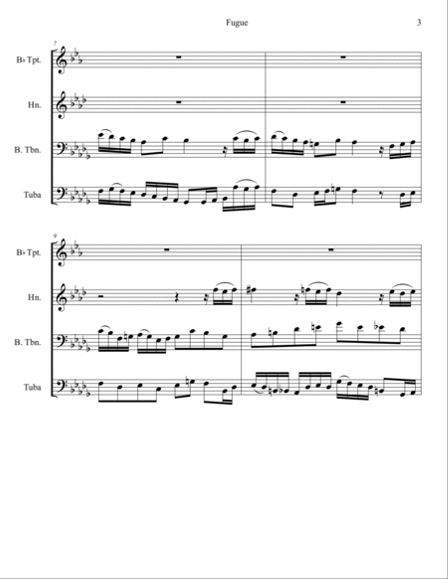 Fugue for Brass Quartet Brass Quartet scores gallery preview page 3