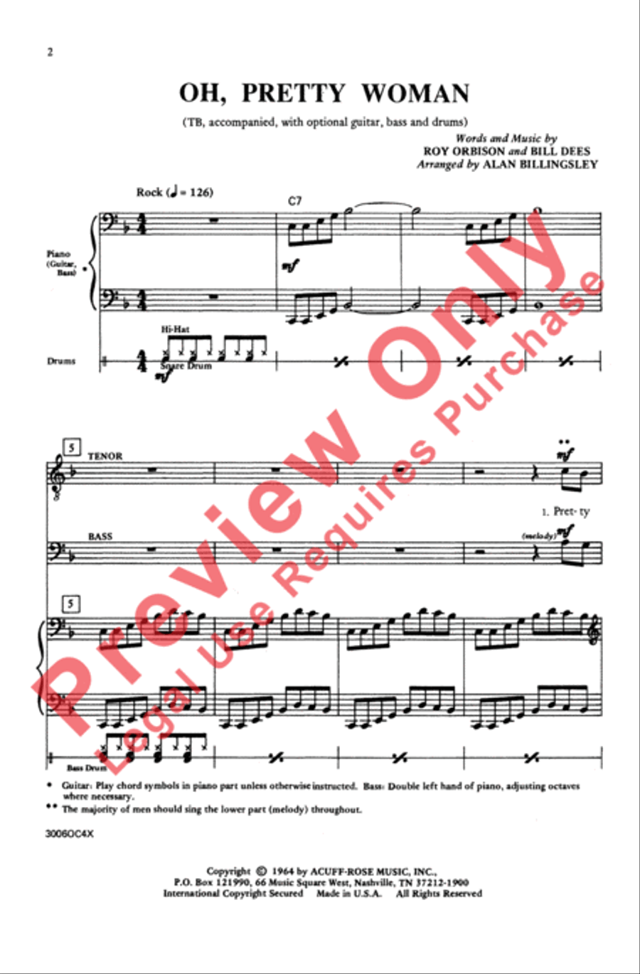 Oh, Pretty Woman Men's Choir scores gallery preview page 2