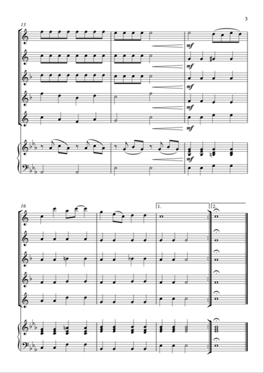 Swanee River (Old Folks at Home) Saxophone Quintet scores gallery preview page 3
