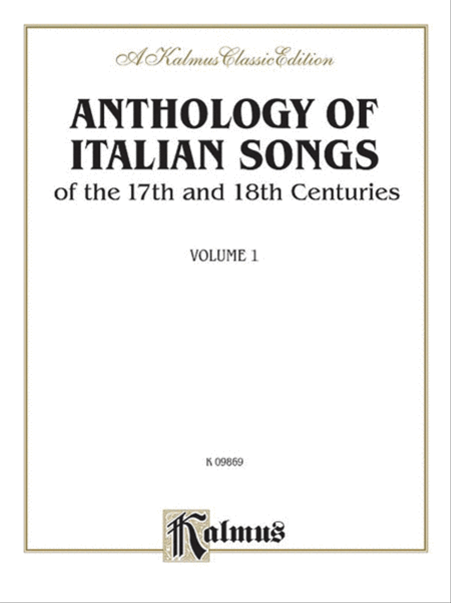 Anthology of Italian Songs (17th & 18th Century), Volume 1 Voice - Sheet Music