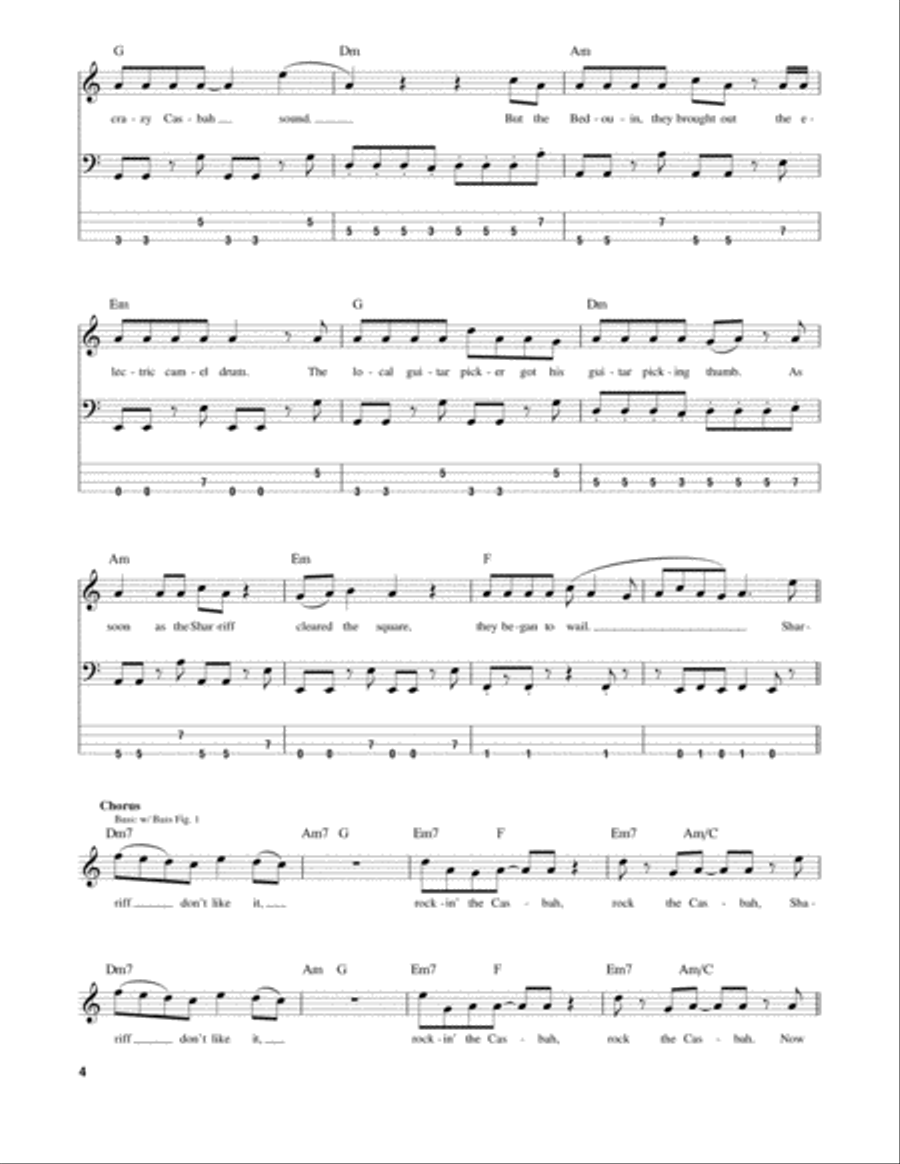 Rock The Casbah Bass Guitar Tablature scores gallery preview page 4