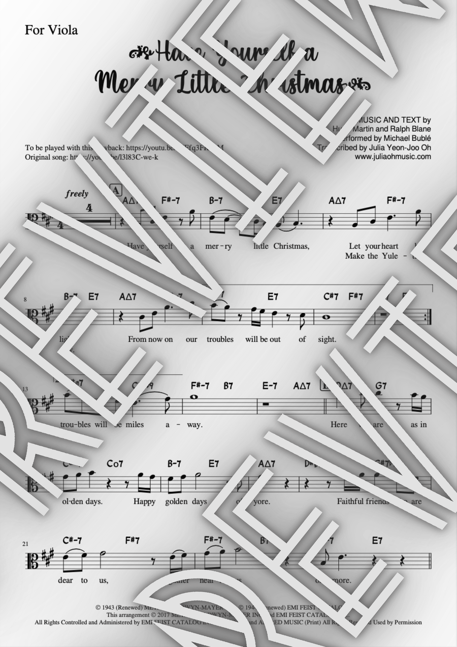Have Yourself A Merry Little Christmas Viola Solo scores gallery preview page 1