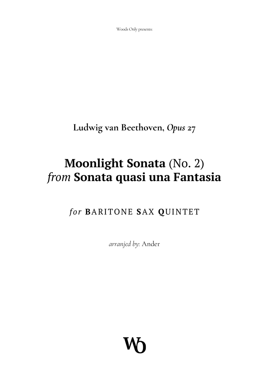Moonlight Sonata by Beethoven for Baritone Sax Quintet Woodwind Quintet scores gallery preview page 1