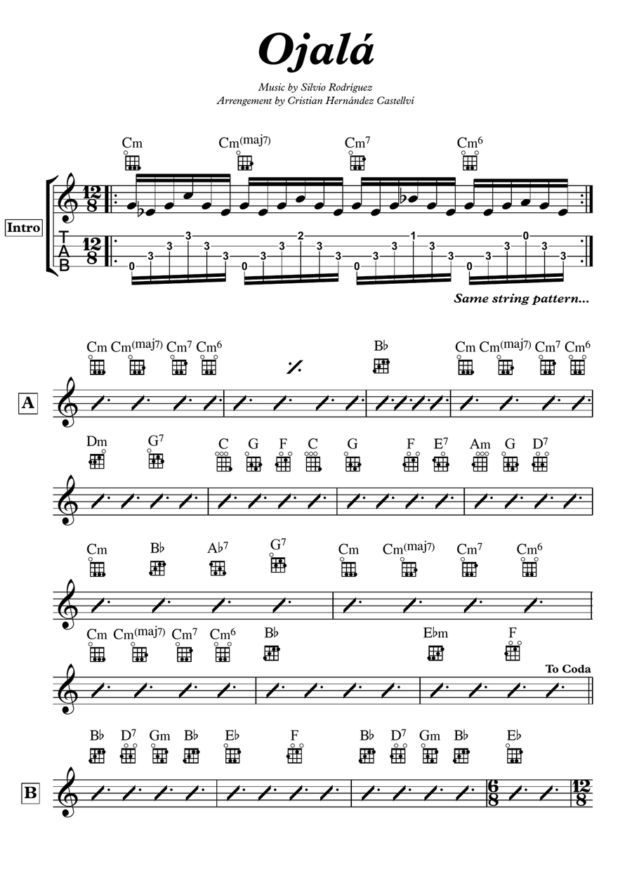 Ojalá - Silvio Rodríguez ukelele Ukulele scores gallery preview page 1
