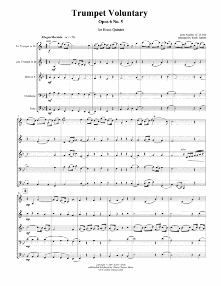 Trumpet Voluntary for Brass Quintet