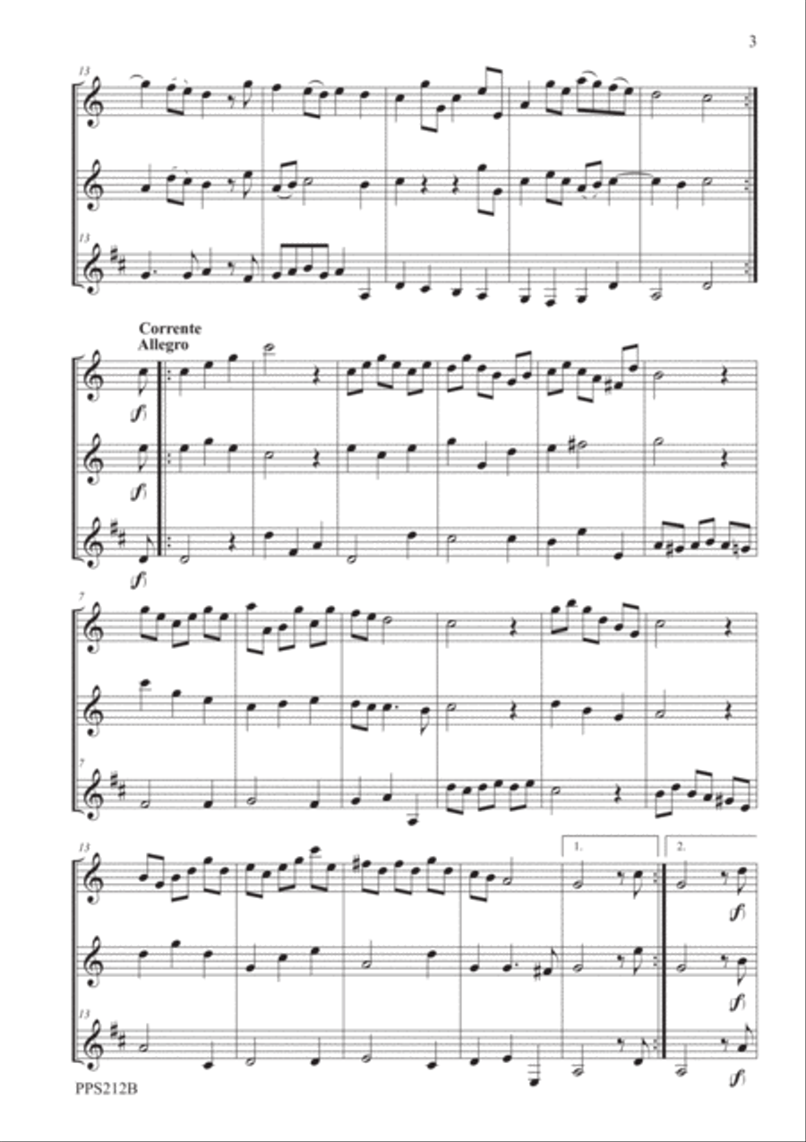 CORELLI SONATA DA CAMERA IN C MAJOR OPUS 4 N0. 1 FOR FLUTE, OBOE & CLARINET Woodwind Trio scores gallery preview page 3