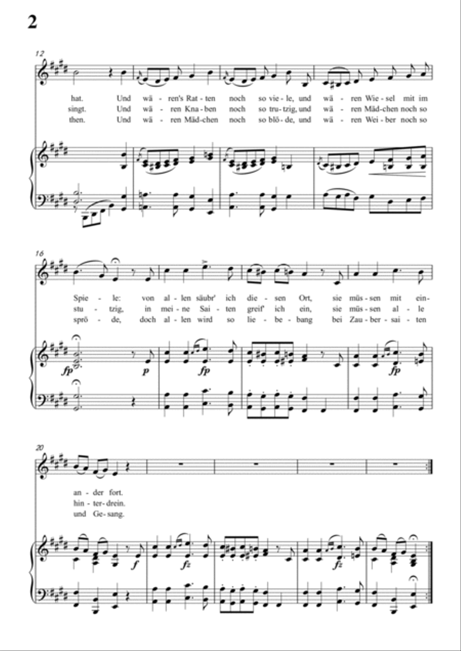 Schubert-Der Rattenfänger in E for Vocal and Piano Voice scores gallery preview page 3