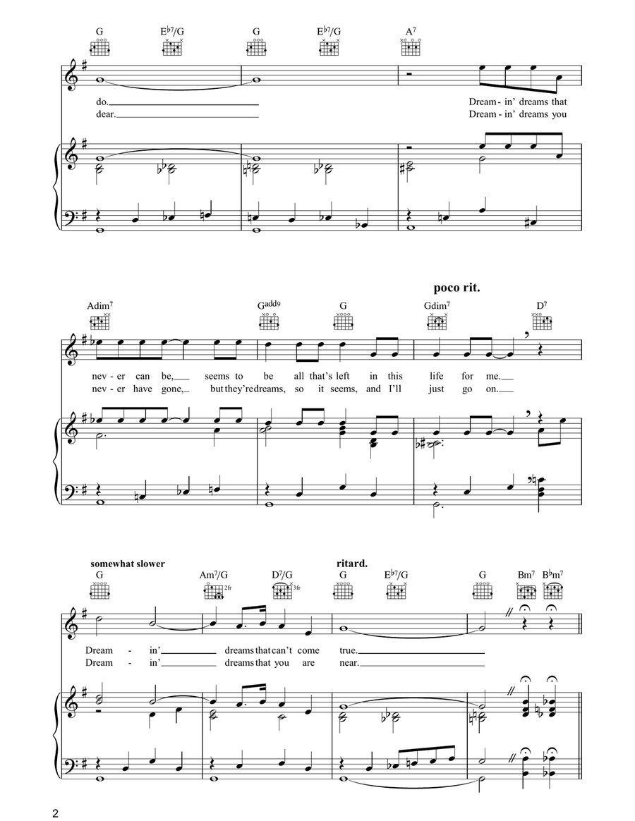 Dream Of You Piano, Vocal, Guitar scores gallery preview page 2