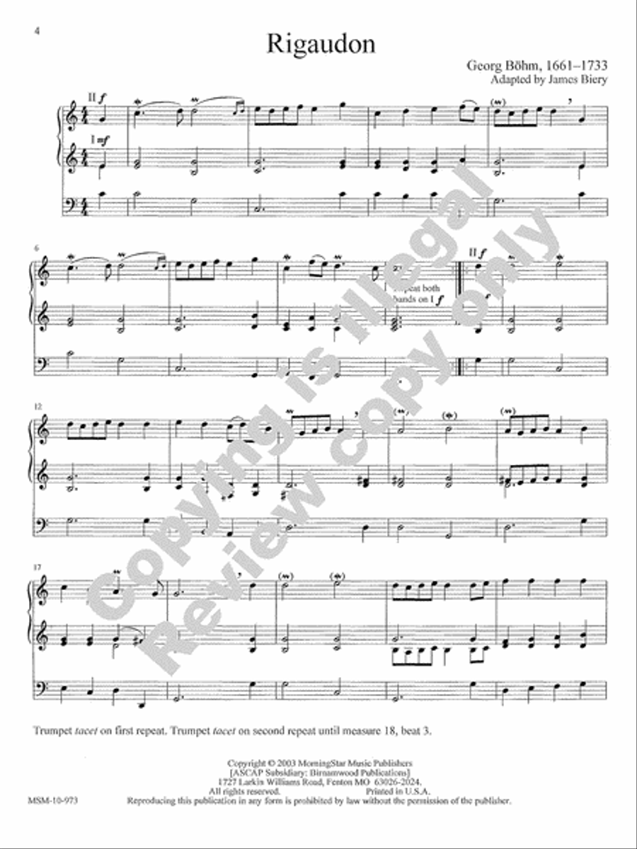 Rigaudons for Weddings and Service Playing Trumpet scores gallery preview page 8