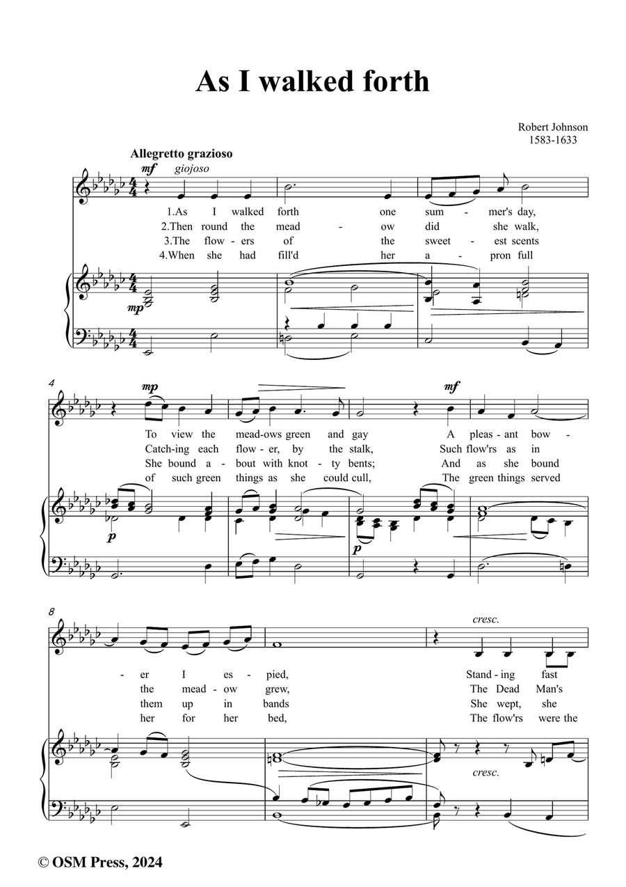 R. Johnson-As I walked forth,in e flat minor Piano, Vocal - Digital Sheet Music page 2
