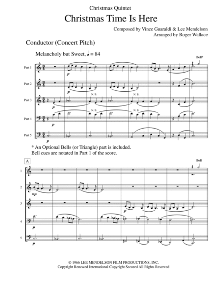 Christmas Time Is Here Brass Quintet scores gallery preview page 2