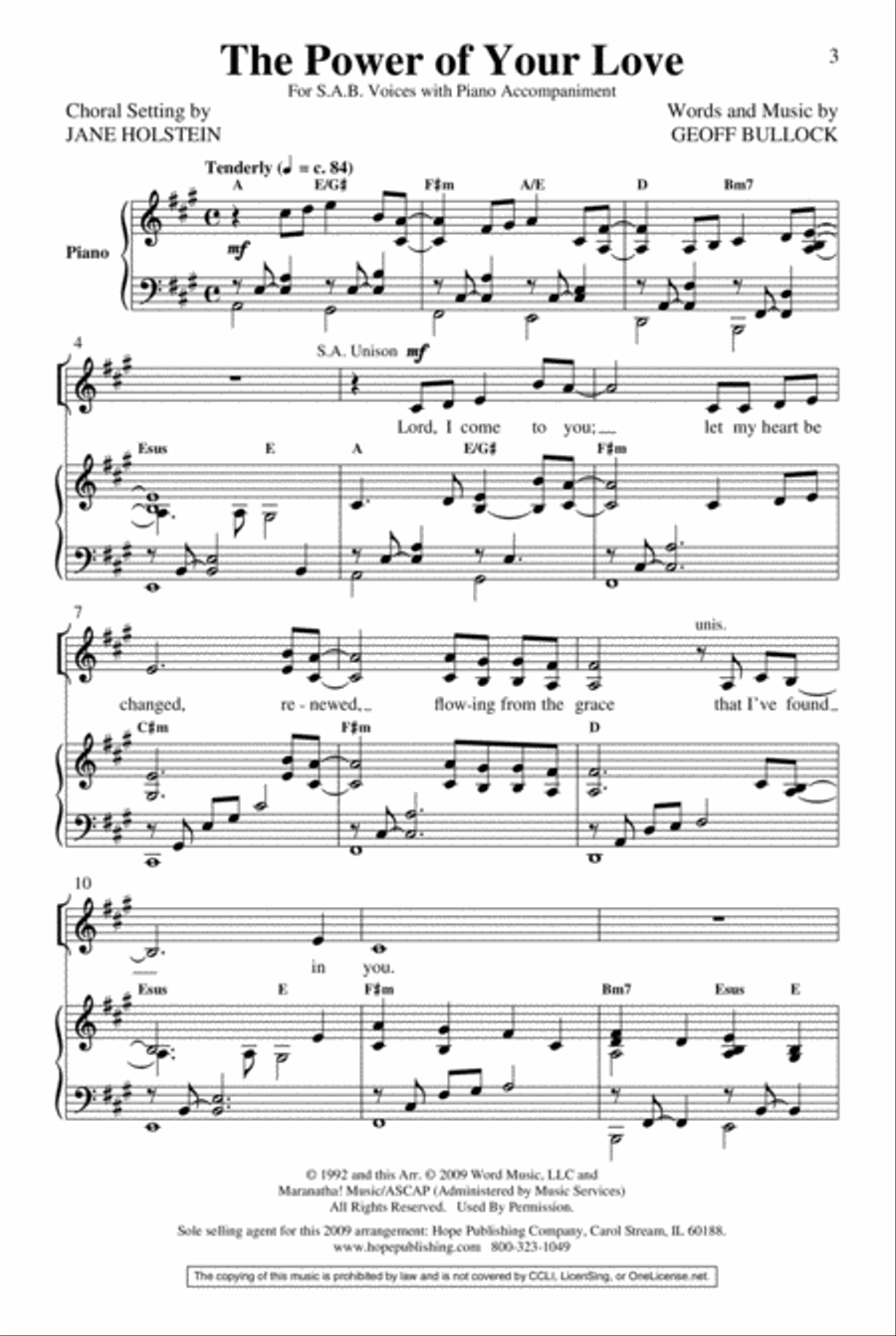 The Power of Your Love The Power of Your Love 4-Part scores gallery preview page 2