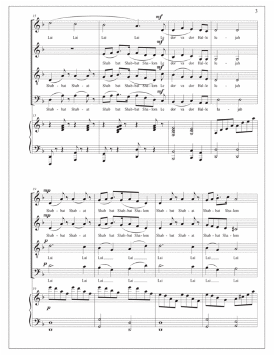 Shabbat Shalom - A Sabbath of Peace 4-Part scores gallery preview page 3