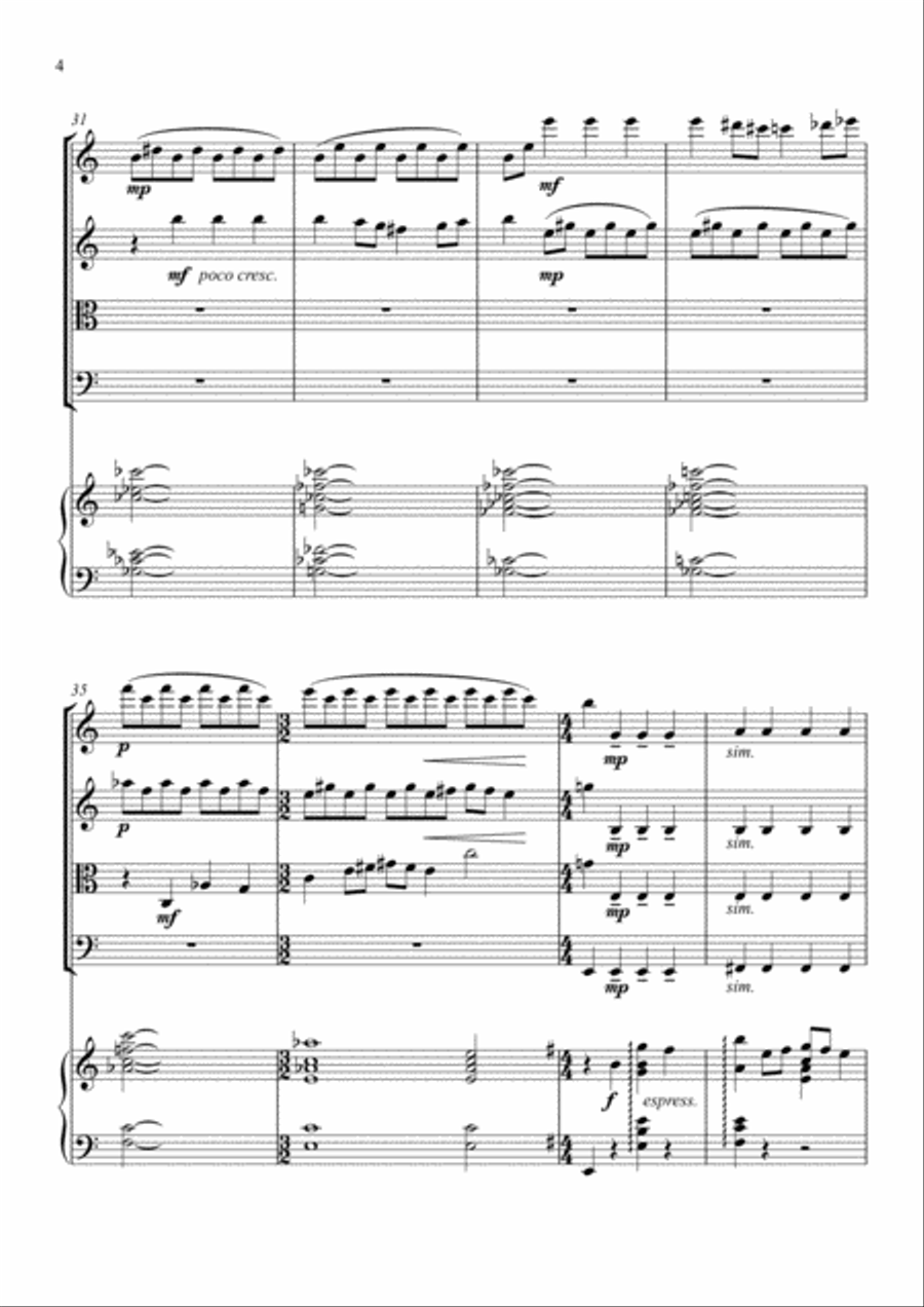 Elegiac Concertino for Harp and String Quartet Chamber Orchestra scores gallery preview page 4