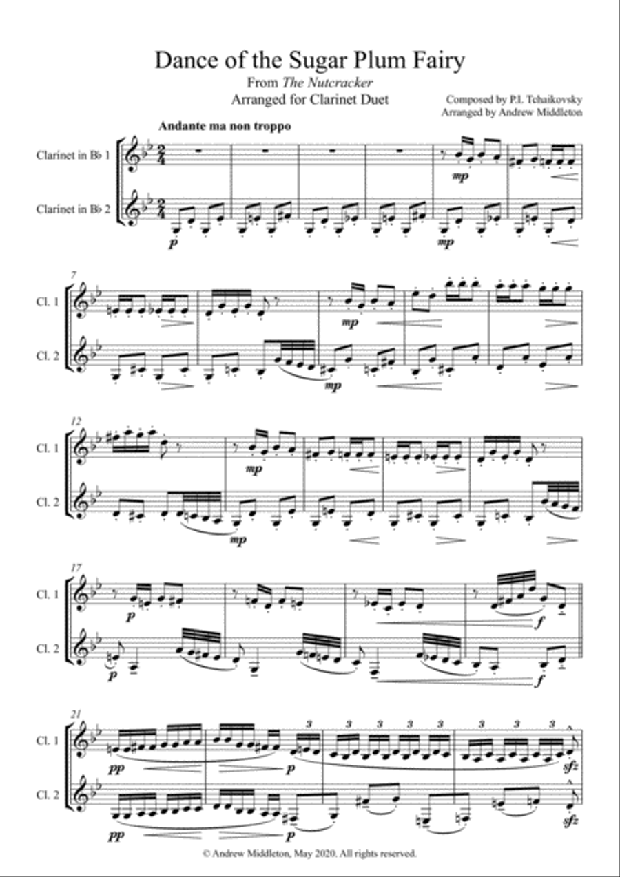 Dance of the Sugar Plum Fairy arranged for Clarinet Duet Clarinet Duet scores gallery preview page 3