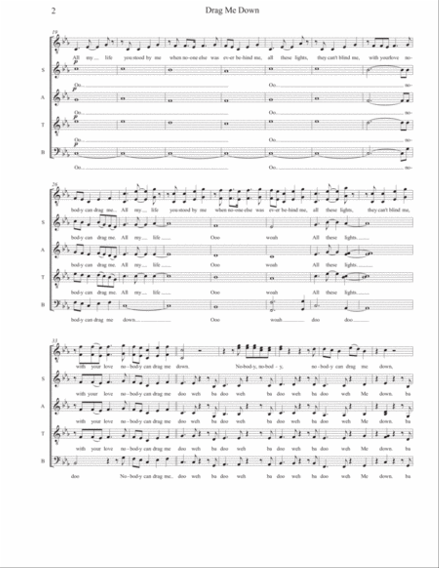 Drag Me Down 4-Part scores gallery preview page 2