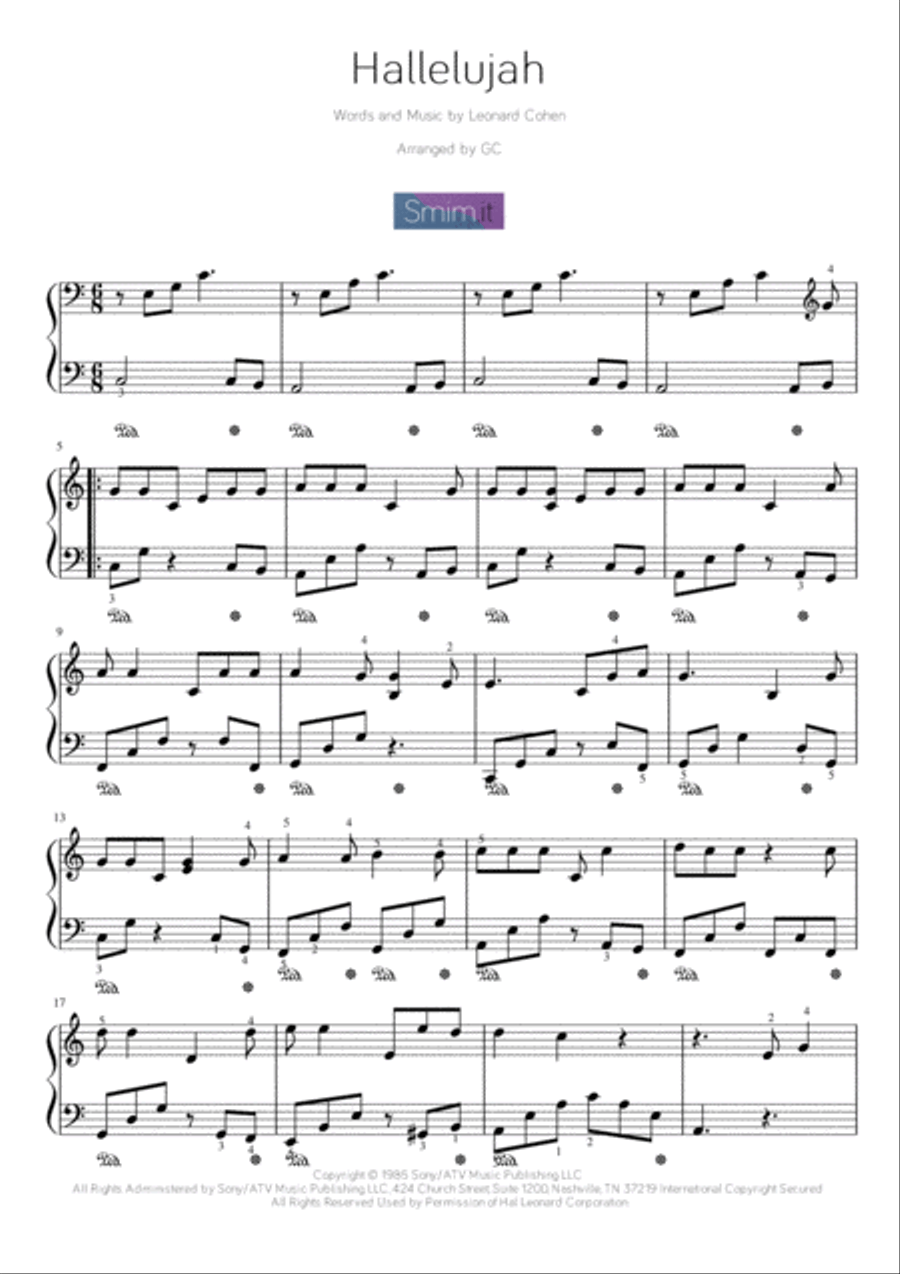 Hallelujah Hallelujah Easy Piano scores gallery preview page 1