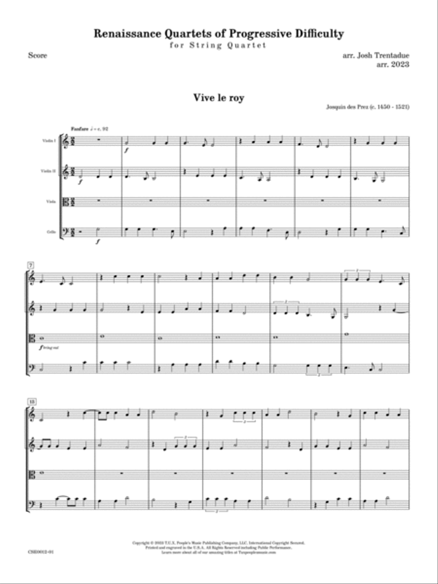 Renaissance Quartets of Progressive Difficulty, Volume 1 String Quartet scores gallery preview page 5