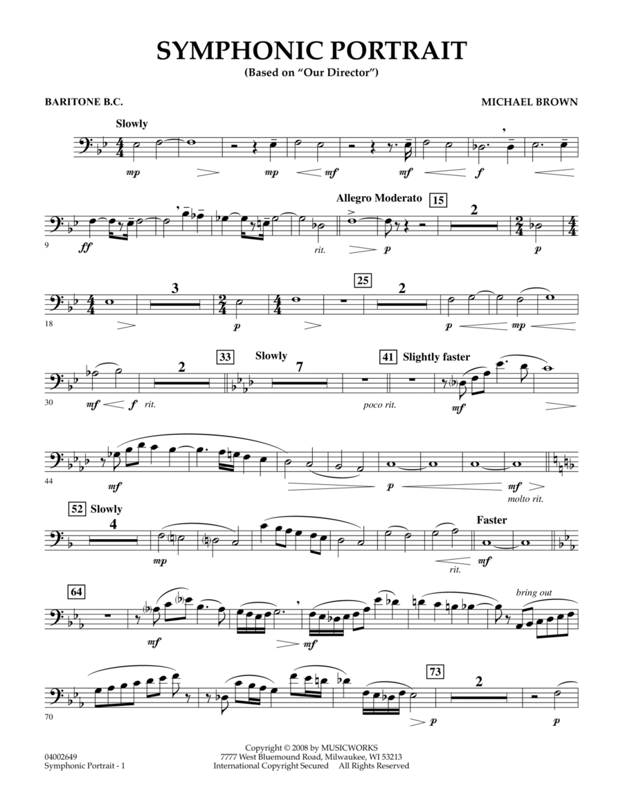 Symphonic Portrait (based on Our Director) - Baritone B.C. Baritone Horn BC scores gallery preview page 1