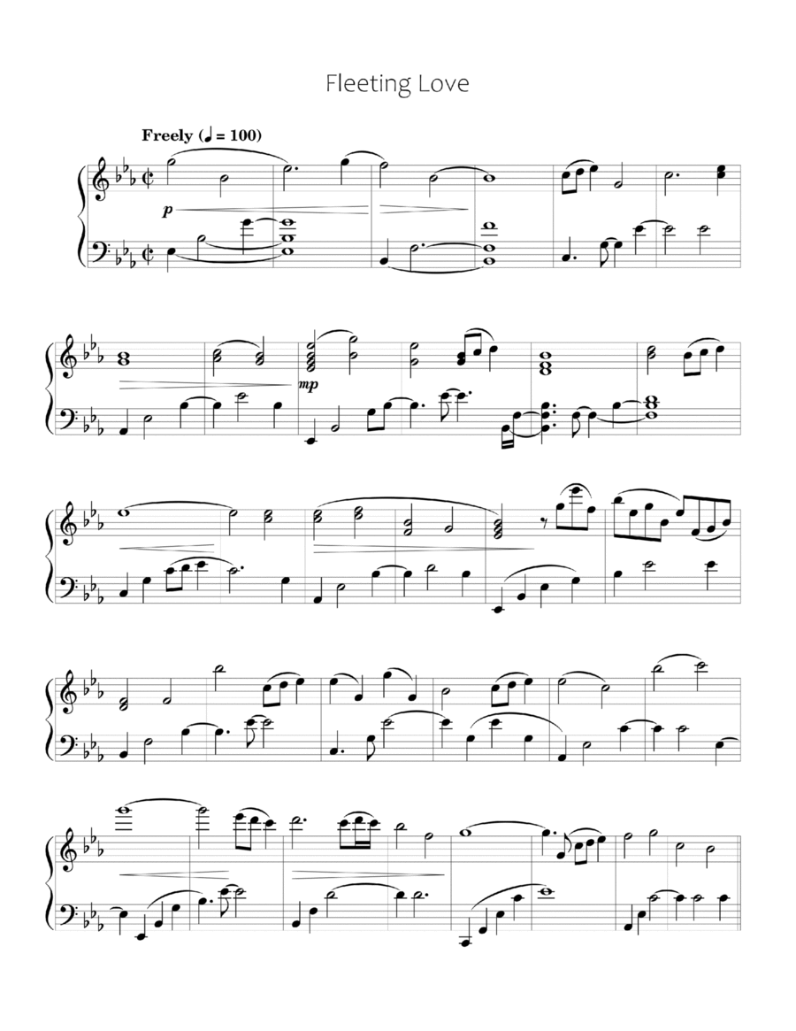 Fleeting Love Piano Solo scores gallery preview page 1