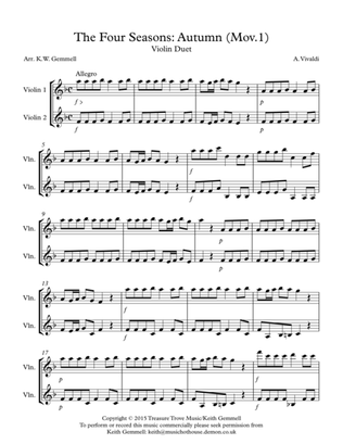 The Four Seasons - Autumn (Mov.1): Violin Duet