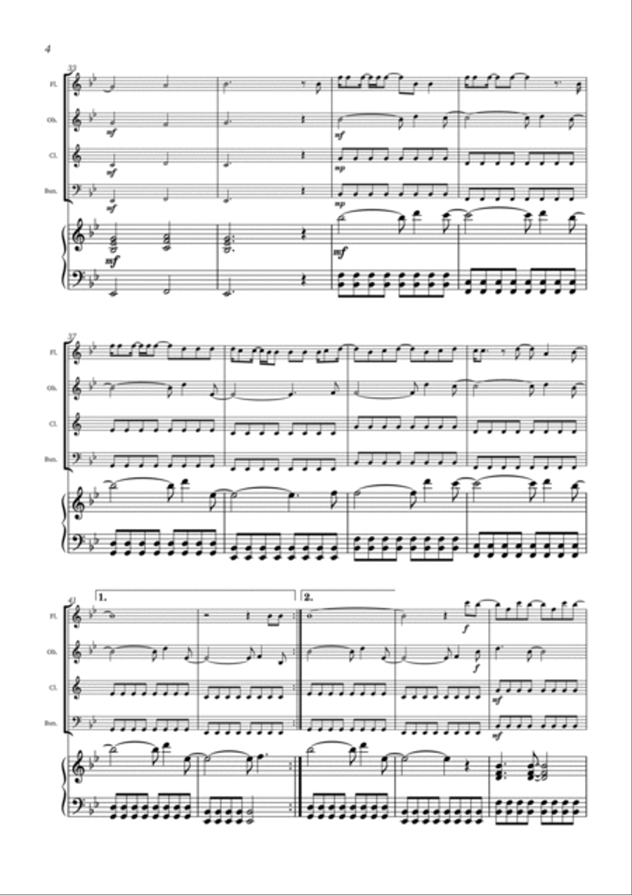 All Too Well Woodwind Quartet scores gallery preview page 4