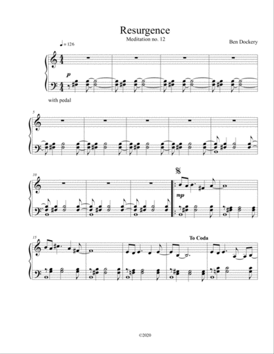 Resurgence (Meditation no. 12 for Solo Piano) Piano Solo scores gallery preview page 1