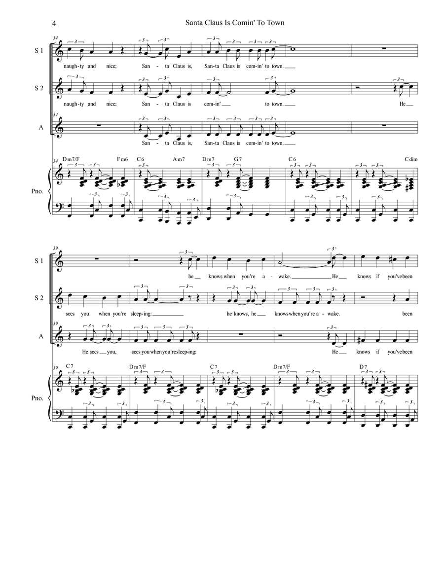 Santa Claus Is Comin' To Town SSA scores gallery preview page 4