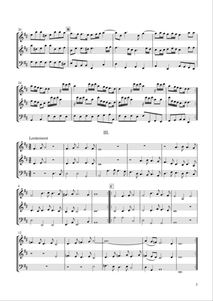 Six Sonatas No.1 for two Violins & Violoncello Op.7-1 String Trio scores gallery preview page 3
