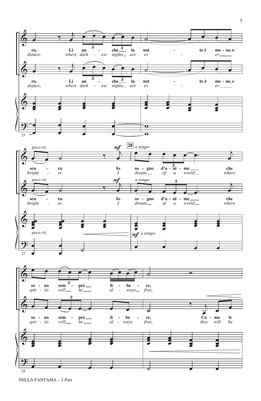 Nella Fantasia (In My Fantasy) (arr. Audrey Snyder) 2-Part scores gallery preview page 4