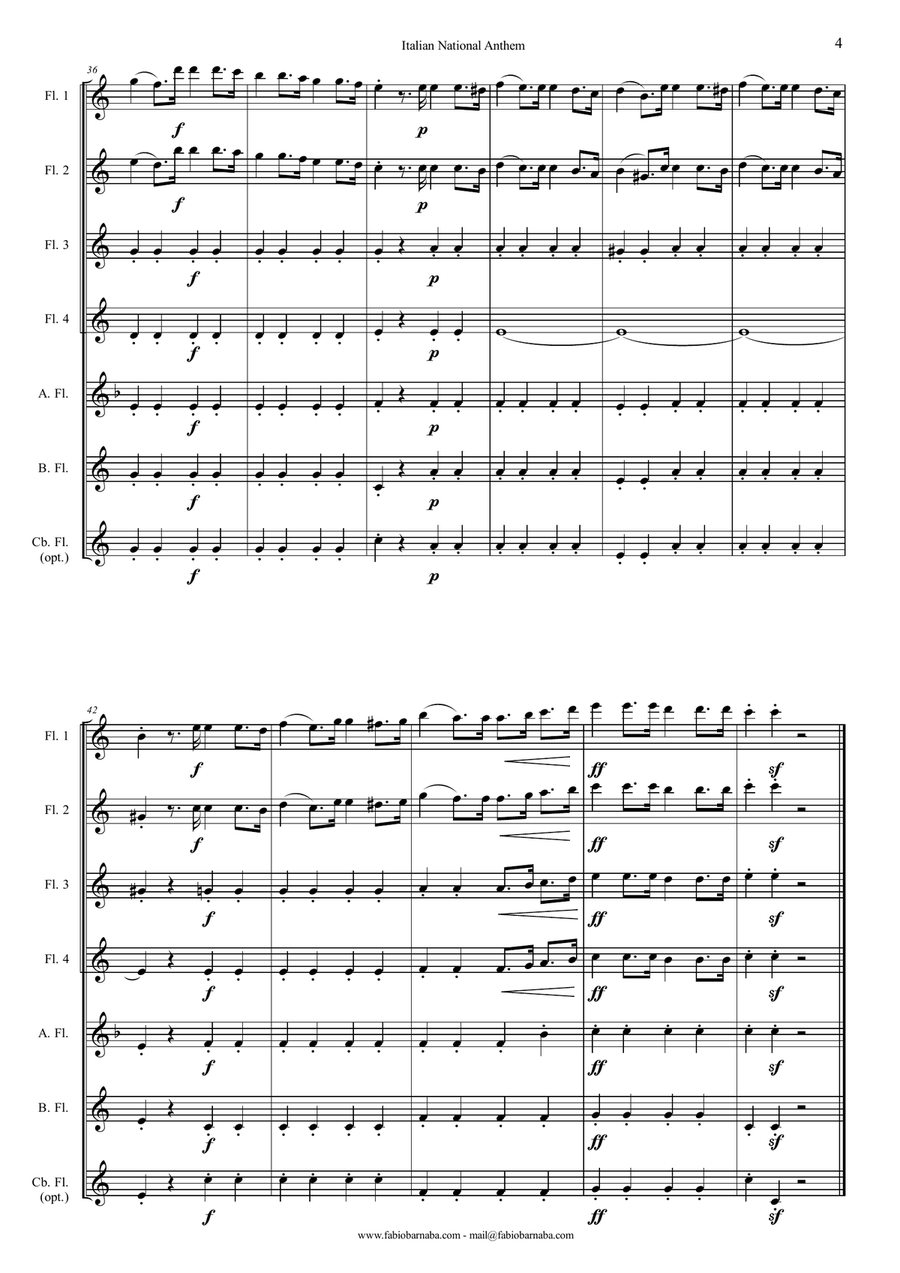 Italian National Anthem - Fratelli d'Italia - for Flute Choir Flute Choir scores gallery preview page 5