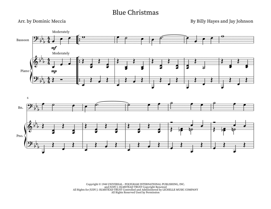 Blue Christmas Bassoon scores gallery preview page 1