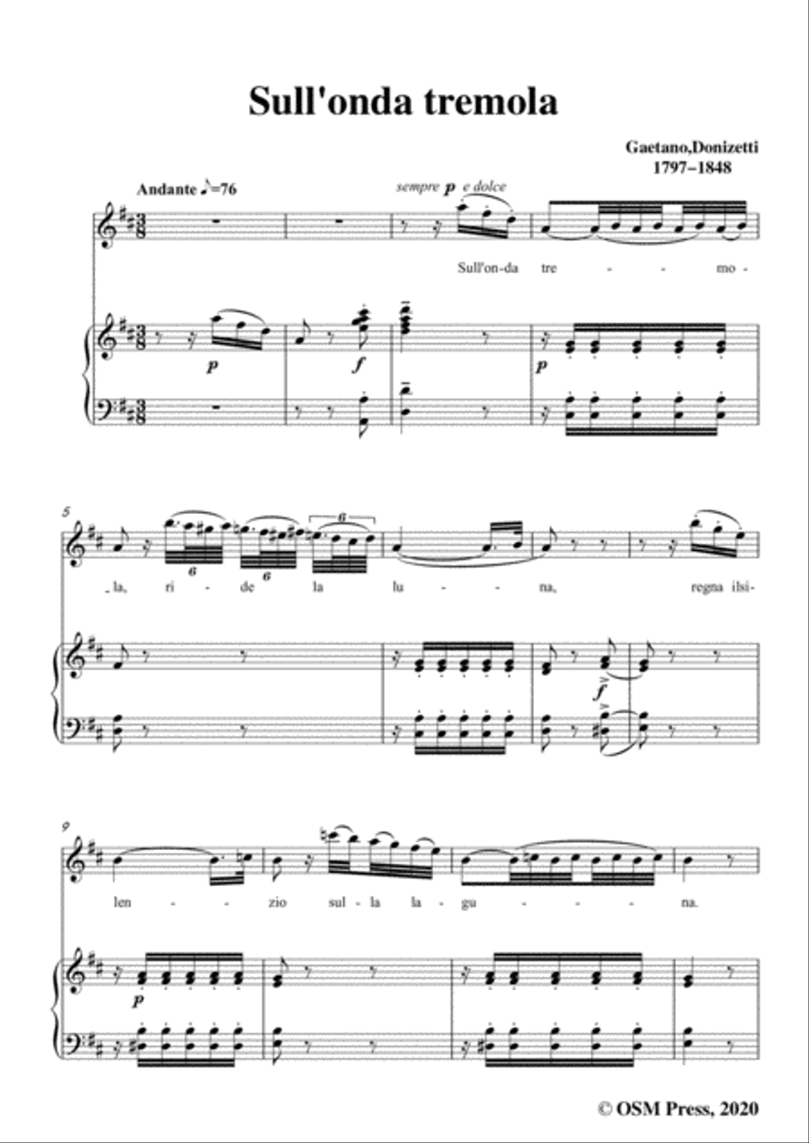 Donizetti-Sull'onda tremola,in D Major,for Voice and Piano Voice Solo scores gallery preview page 3
