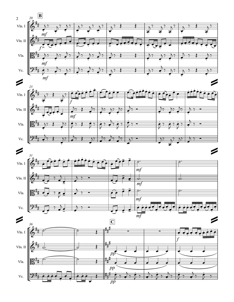 Procession of the Nobles from Mlada (for String Quartet) String Quartet scores gallery preview page 3