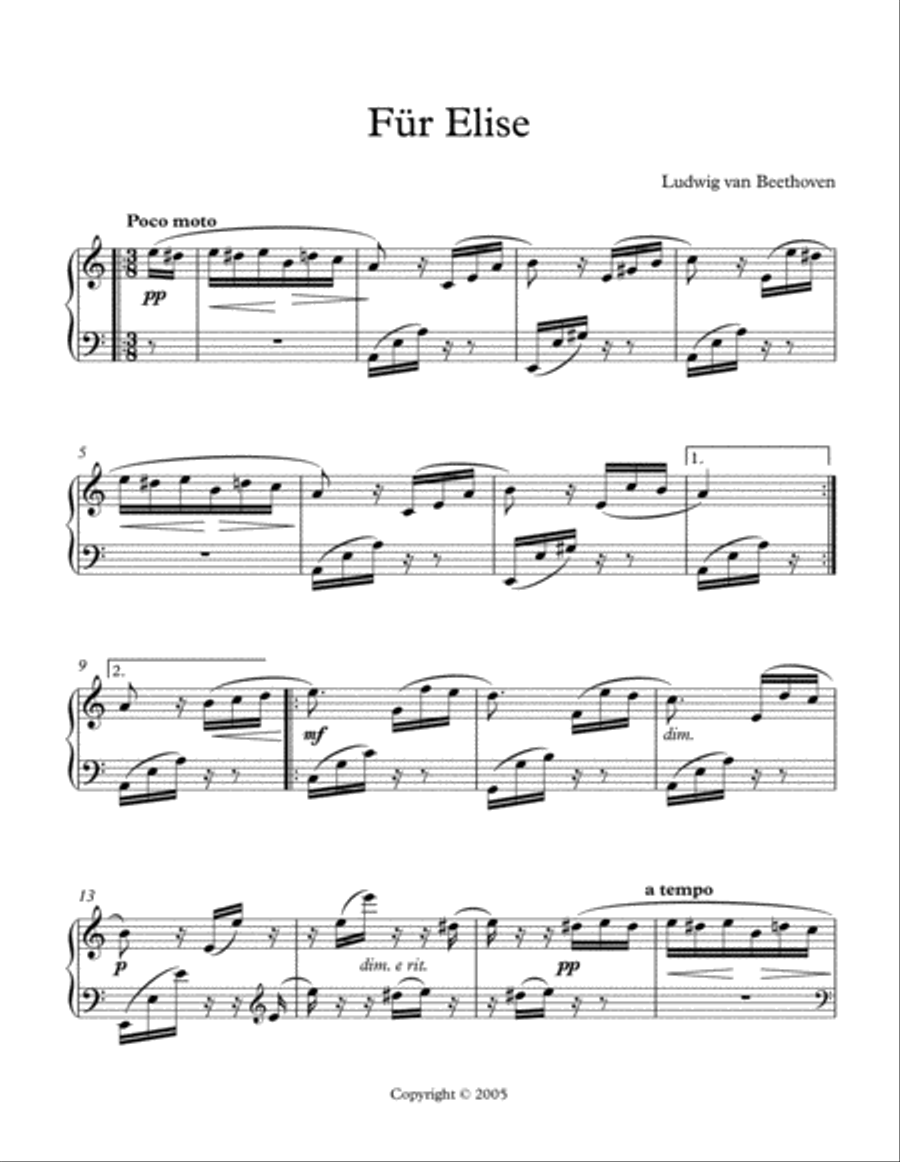 Fur Elise Fur Elise Small Ensemble scores gallery preview page 2
