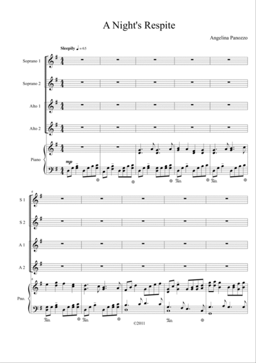 A Night's Respite for SSAA chorus SSAA scores gallery preview page 2