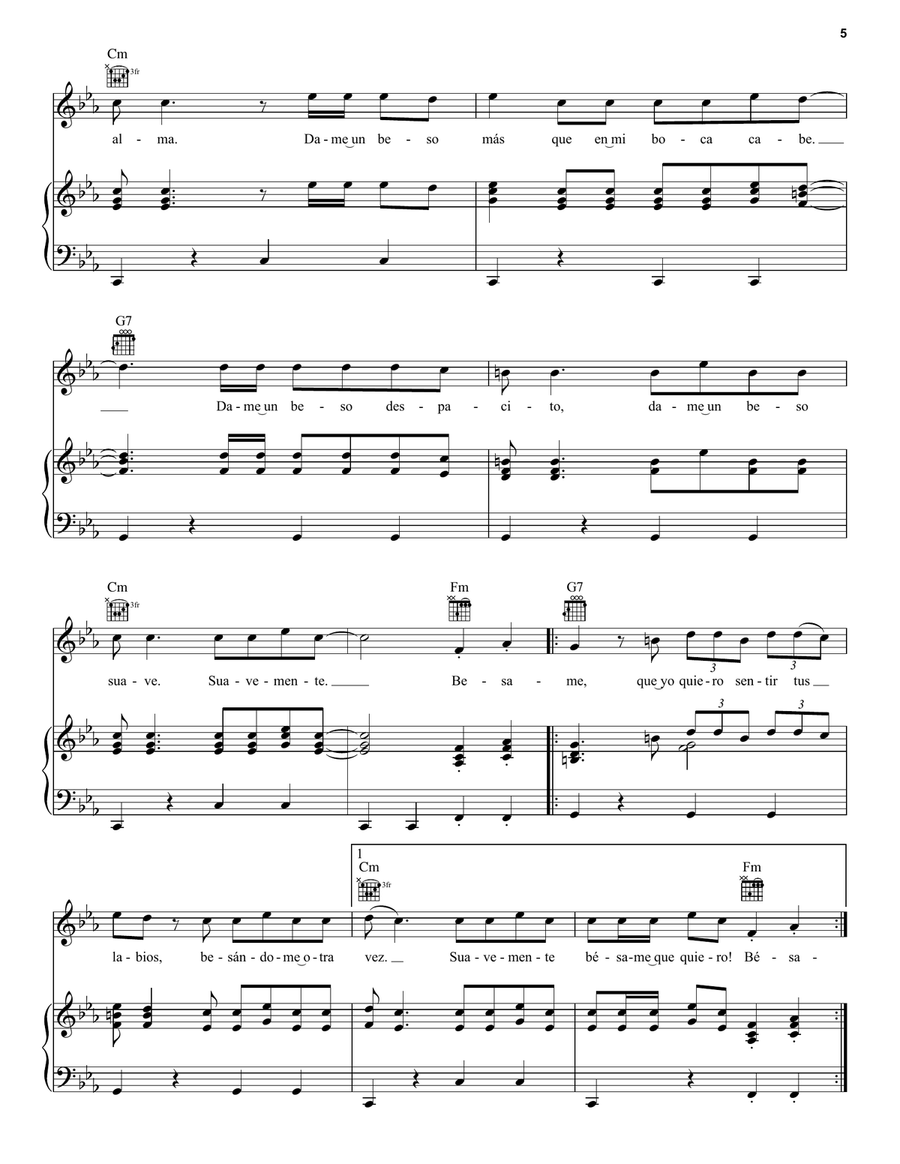 Suavemente Piano, Vocal, Guitar scores gallery preview page 5