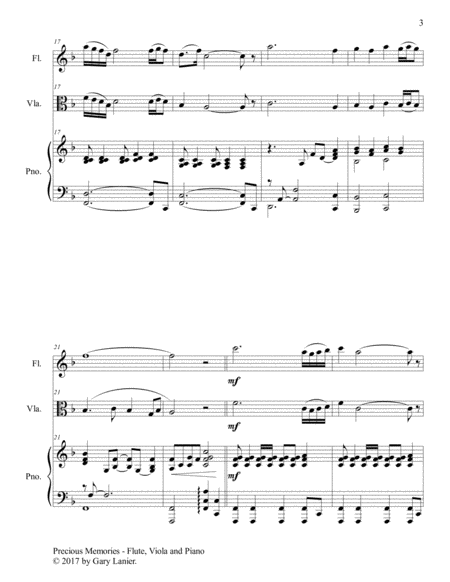 Precious Memories (Trio - Flute, Viola & Piano with Score/Part) image number null
