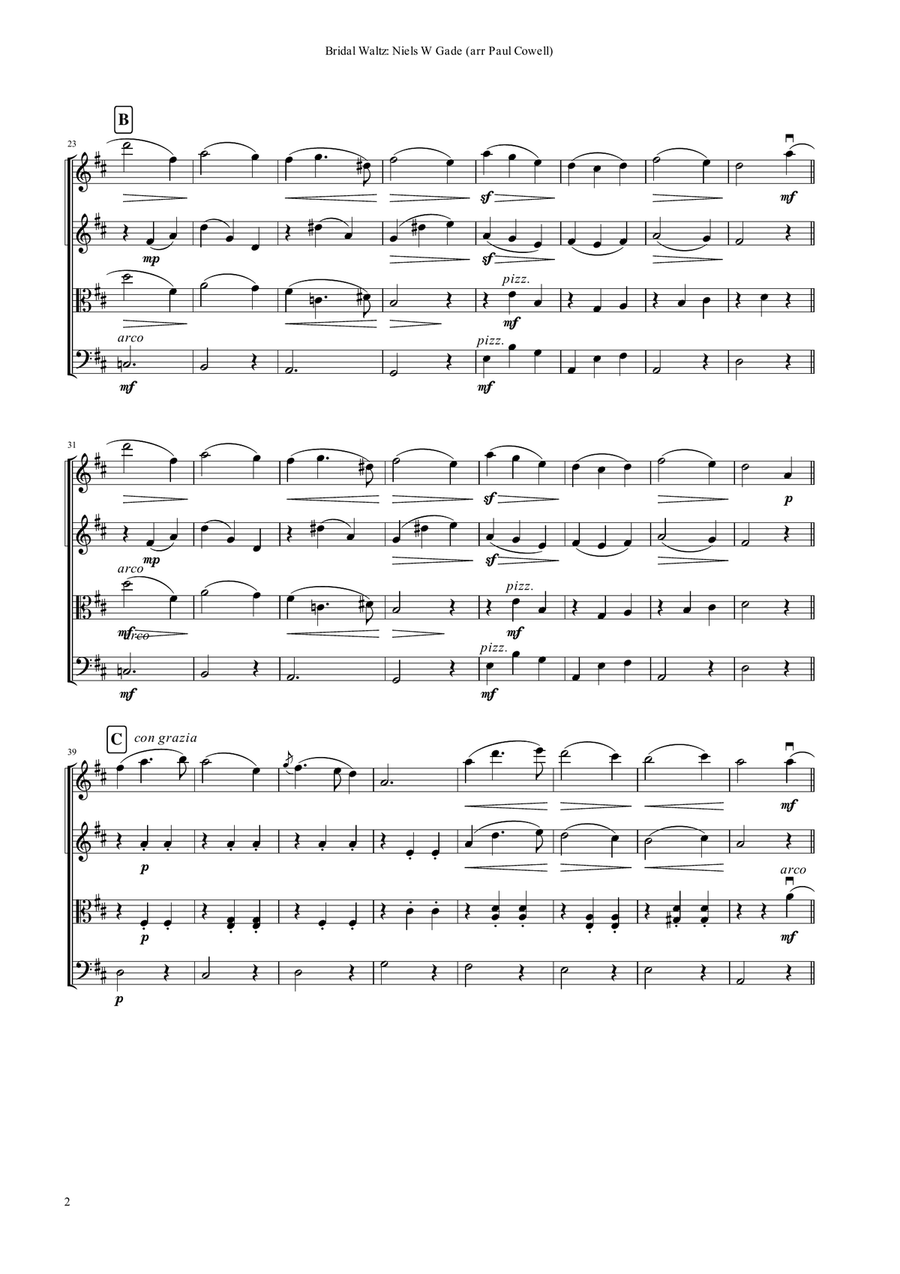 NIELS GADE Bridal Waltz for string quartet String Quartet scores gallery preview page 4