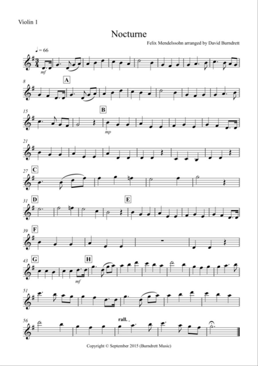 Nocturne (from A Midsummer Night's Dream) for String Orchestra String Quartet scores gallery preview page 5