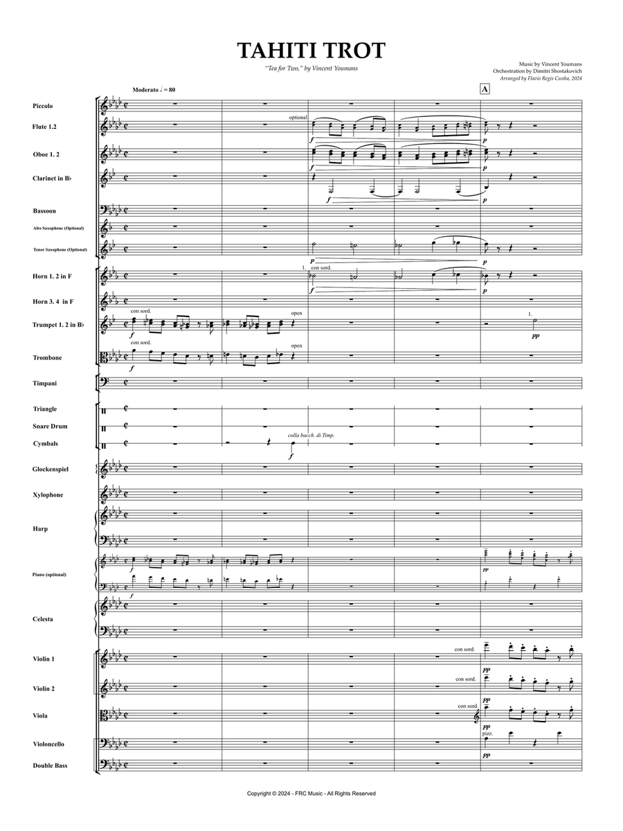 Tea for Two (Tahiti Trot) for Orchestra Full Orchestra scores gallery preview page 3