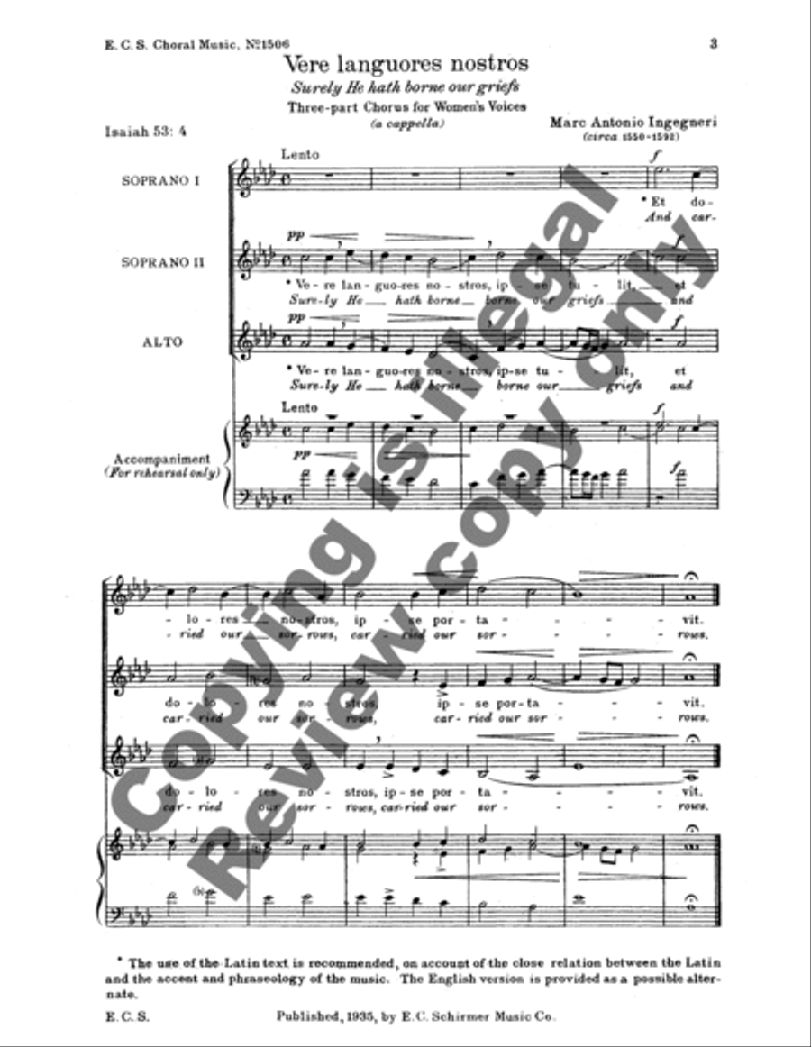 Vere languores nostros (Surely He hath borne our griefs) SSA scores gallery preview page 4