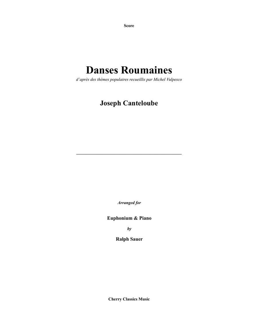 Danses Roumaines for Euphonium and Piano Euphonium scores gallery preview page 1