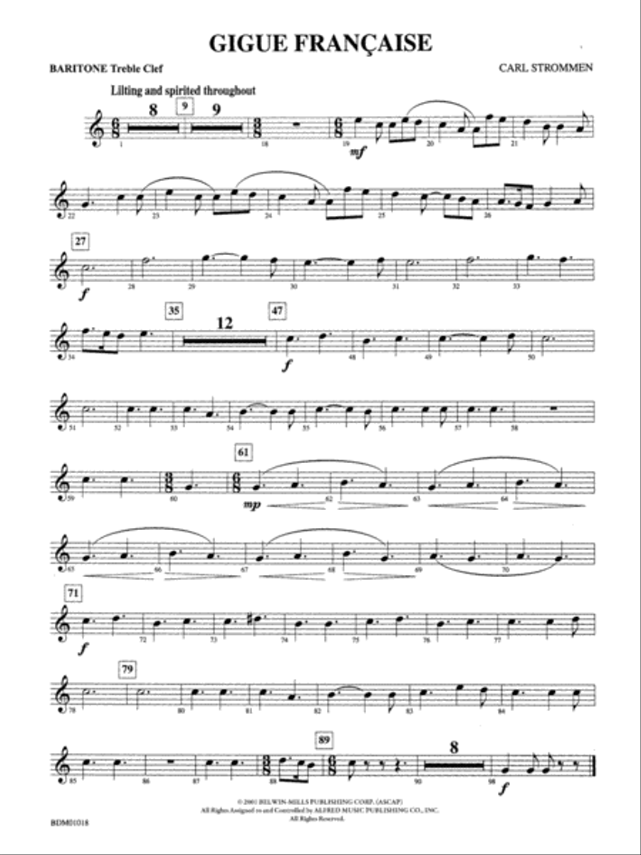 Gigue Française: Baritone T.C. Concert Band scores gallery preview page 1