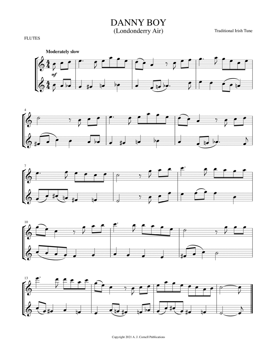 Danny Boy (Londonderry Air) Flute Duet scores gallery preview page 1